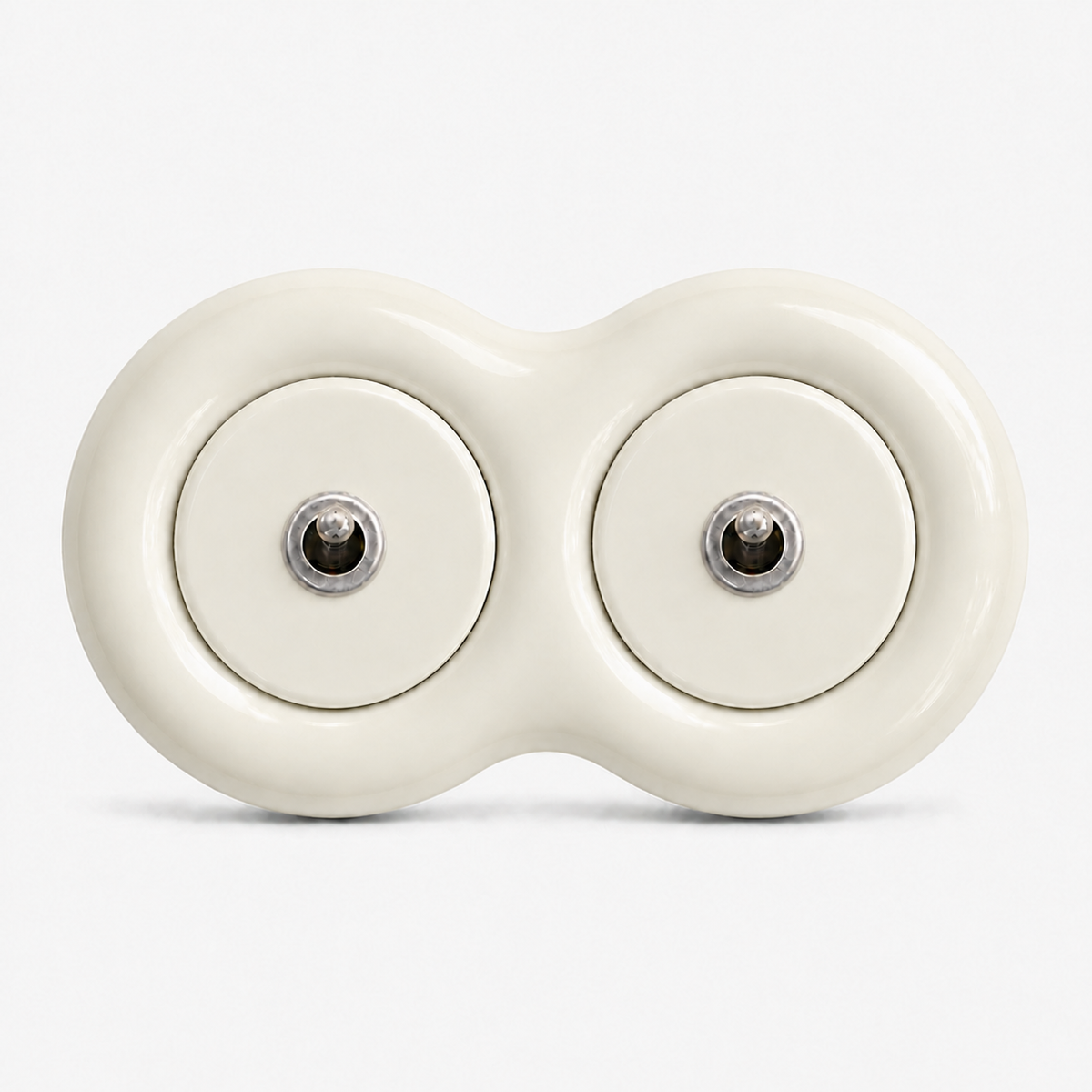 Donut 2 Gang Switch ceramic wall switch in Porcelain Snow