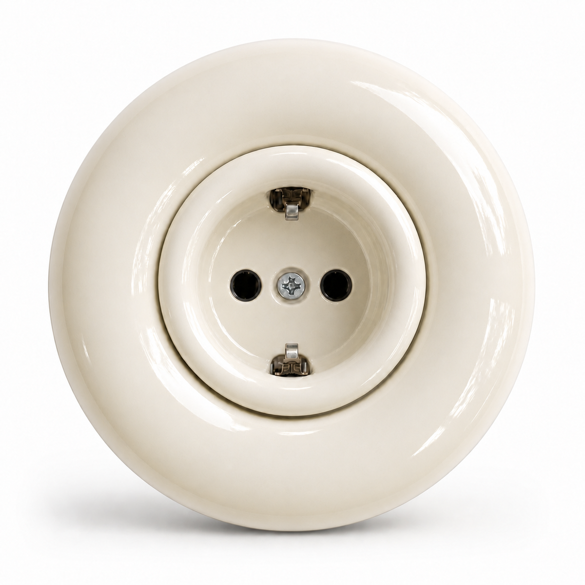Donut 1 Gang Socket ceramic wall socket in Porcelain Snow