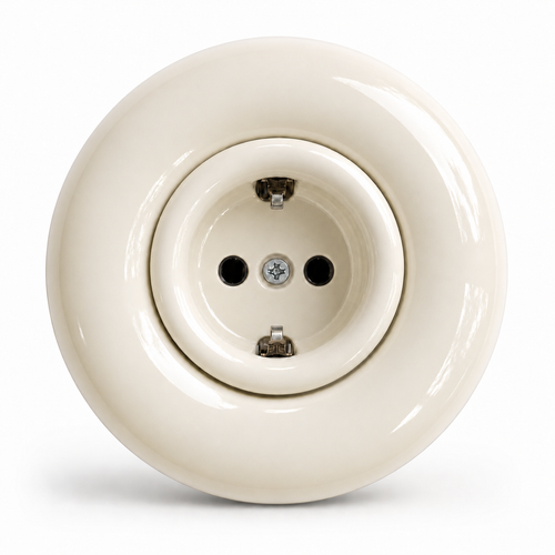 Donut 1 Gang Socket ceramic wall socket in Porcelain Snow