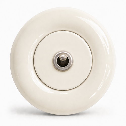 Donut 1 Gang Switch ceramic wall switch in Porcelain Snow