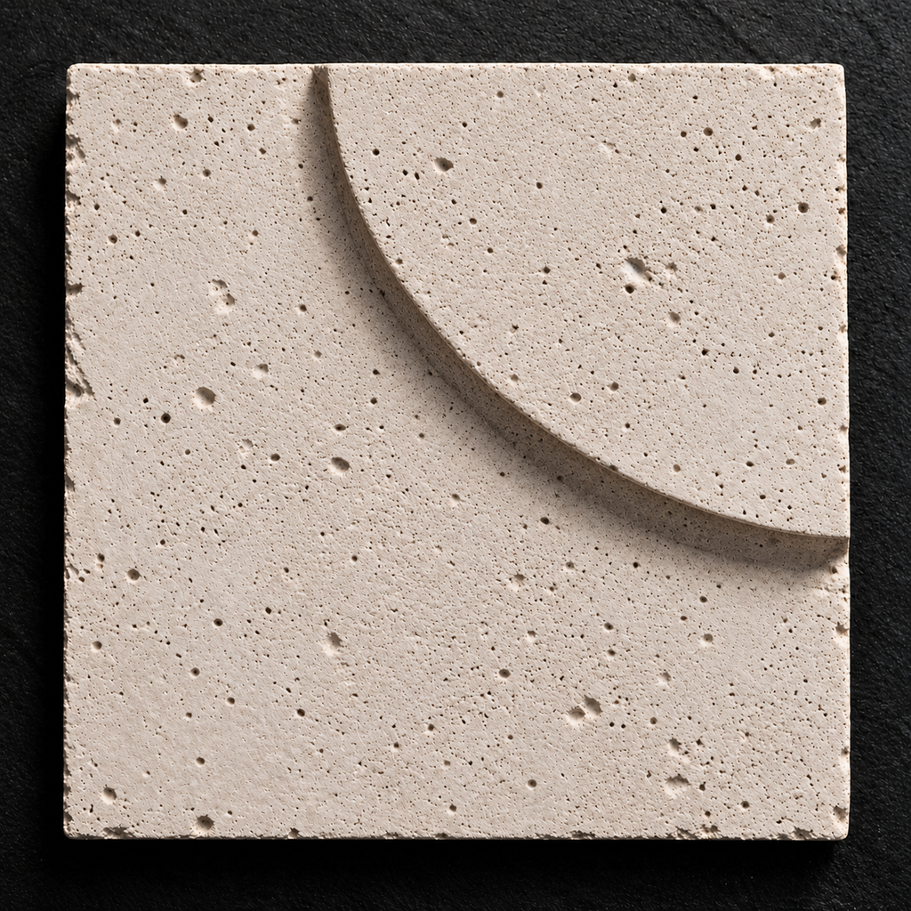Loop concrete wall tile with curved ribbon relief