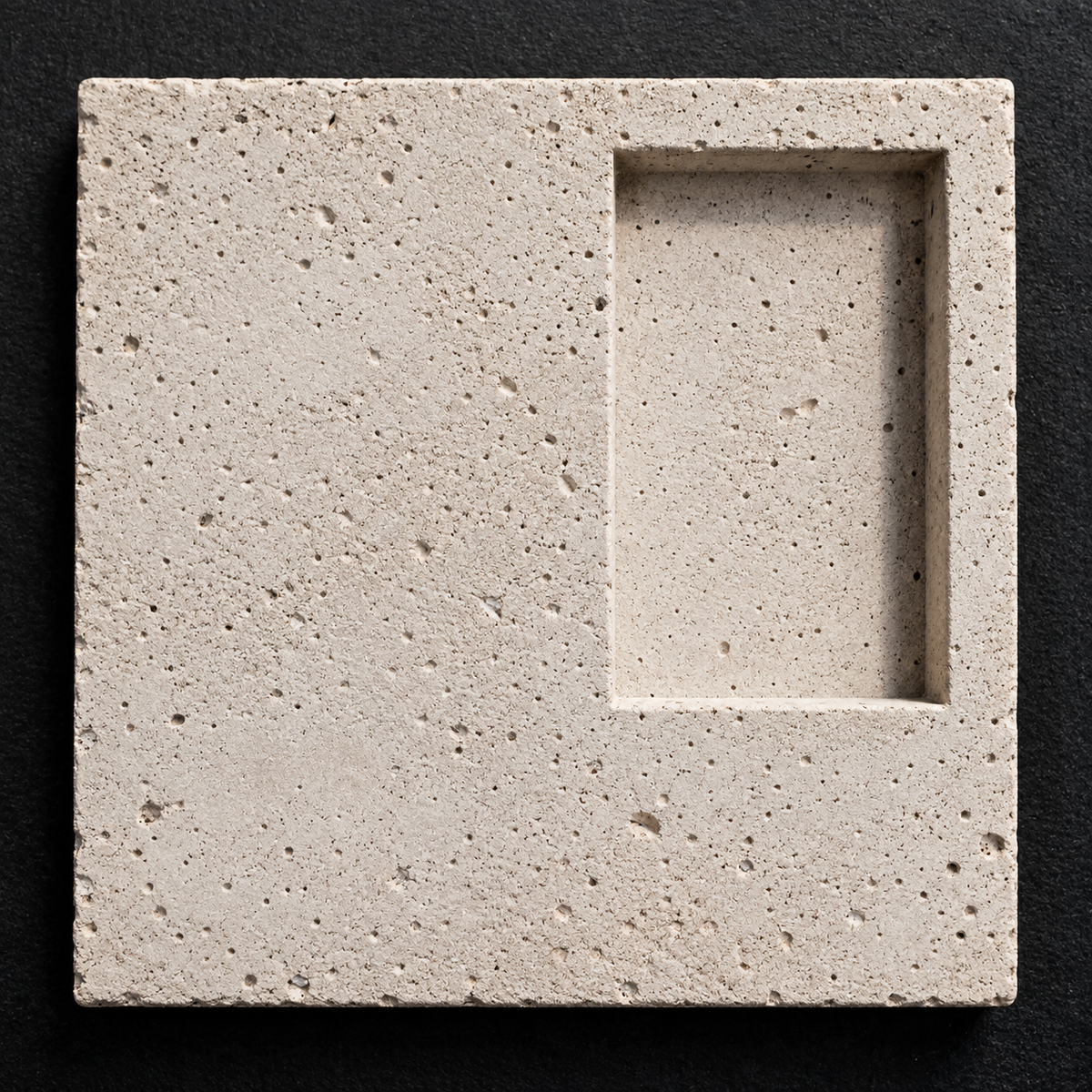 Niche concrete wall tile with recessed alcove